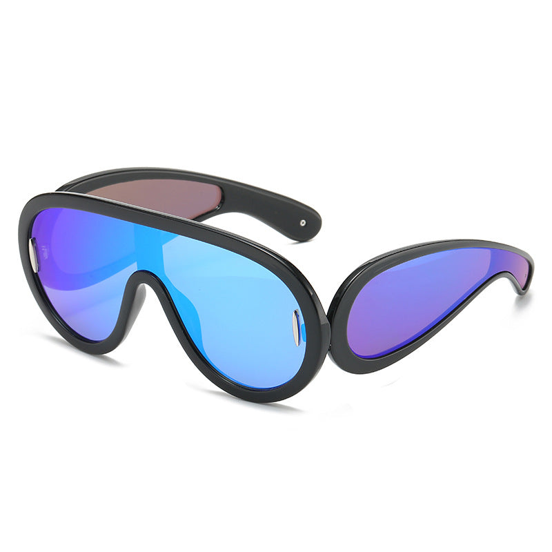 Wholesale Future Style Punk Hip Hop Large Frame One-piece Sunglasses